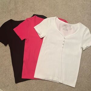 Walmart Brand - 3; black, pink, and white shirts